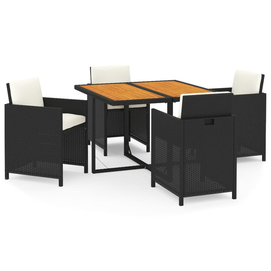 5-Delige Tuinset Met Kussens Poly Rattan Zwart En Bruin 109 cm tafellengte 4x Fauteuil + Tafel