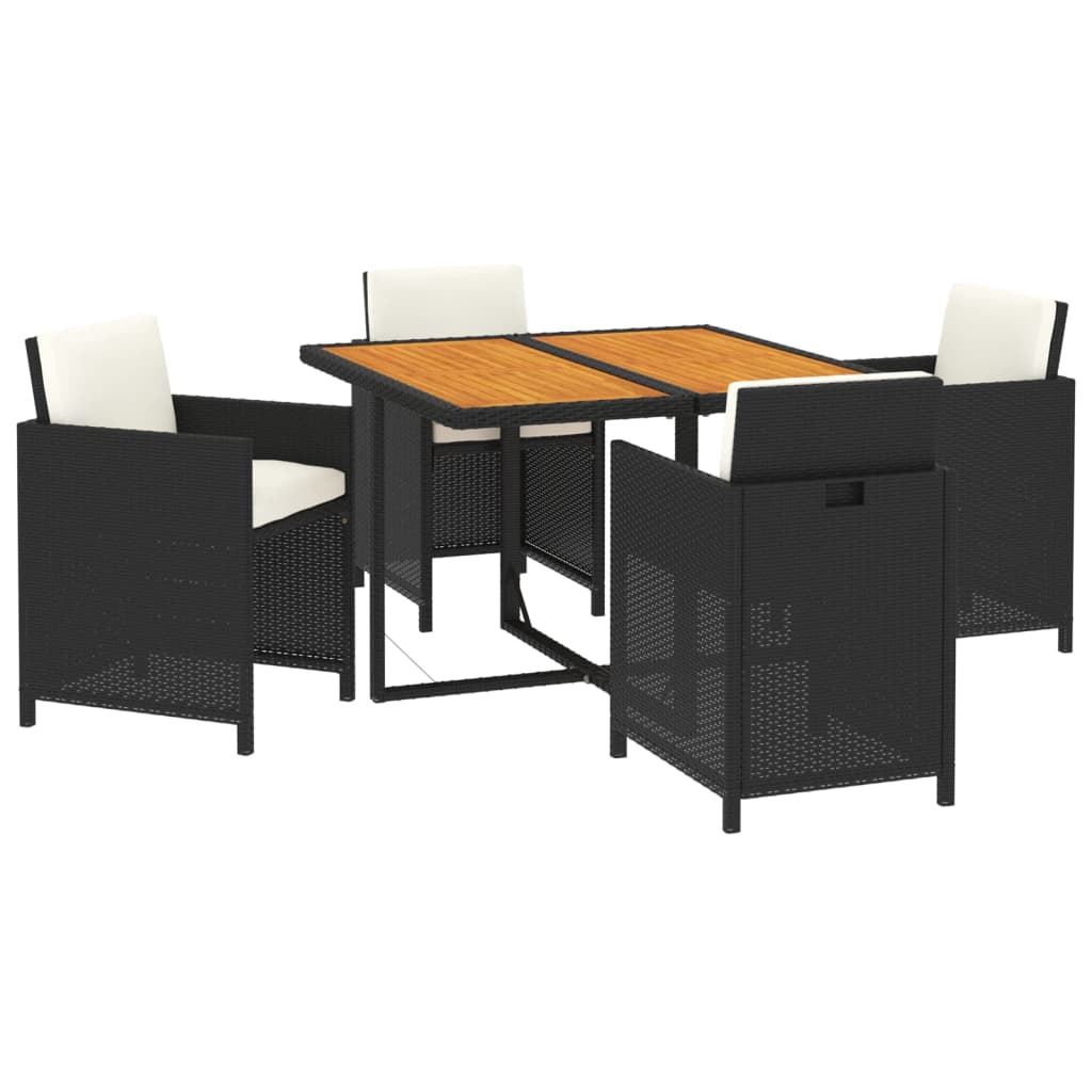 5-Delige Tuinset Met Kussens Poly Rattan Zwart En Bruin 109 cm tafellengte 4x Fauteuil + Tafel