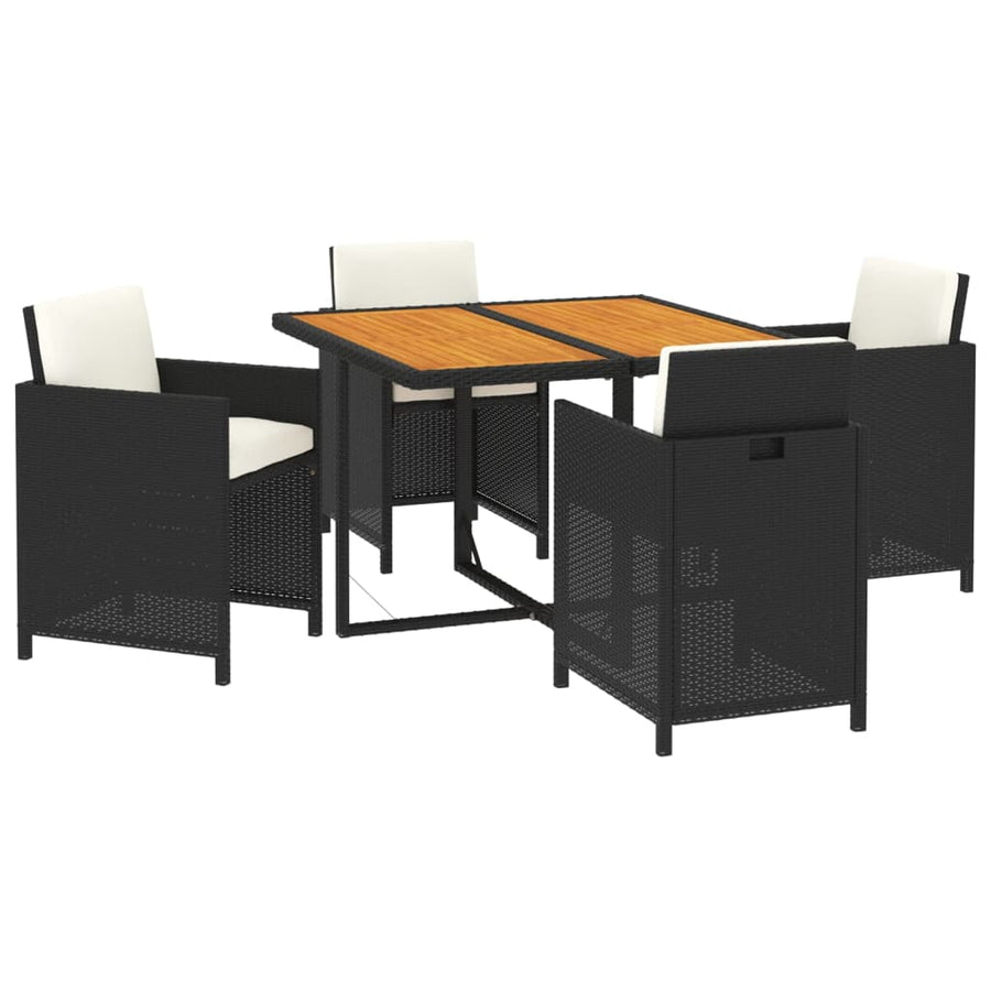 5-Delige Tuinset Met Kussens Poly Rattan Zwart En Bruin 109 cm tafellengte 4x Fauteuil + Tafel