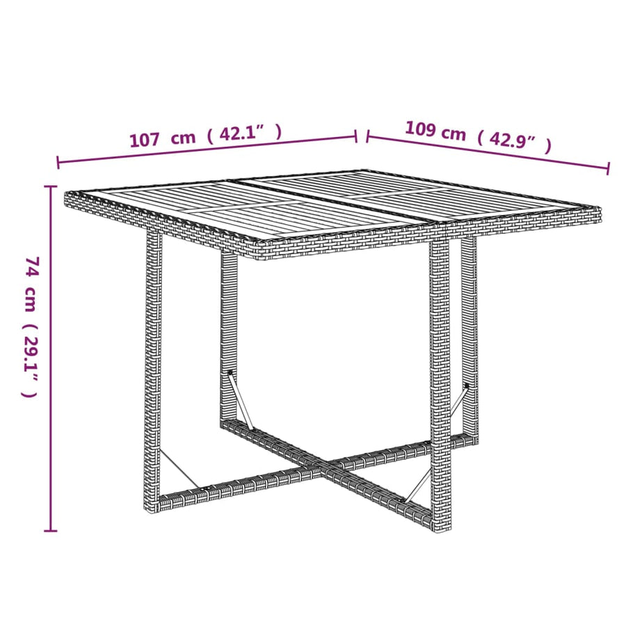 5-Delige Tuinset Met Kussens Poly Rattan Zwart En Bruin 109 cm tafellengte 4x Fauteuil + Tafel