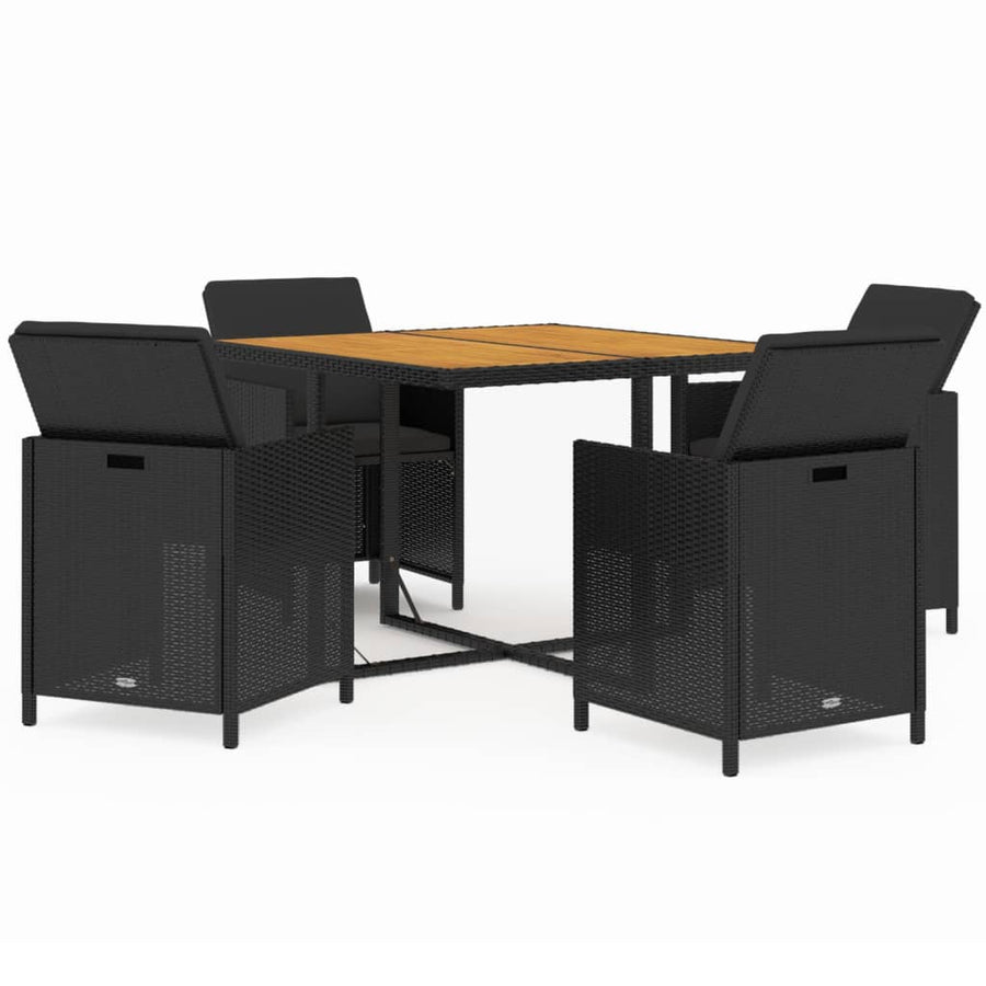 5-Delige Tuinset Met Kussens Poly Rattan Bruin En Zwart 109 cm tafellengte 4x Fauteuil + Tafel