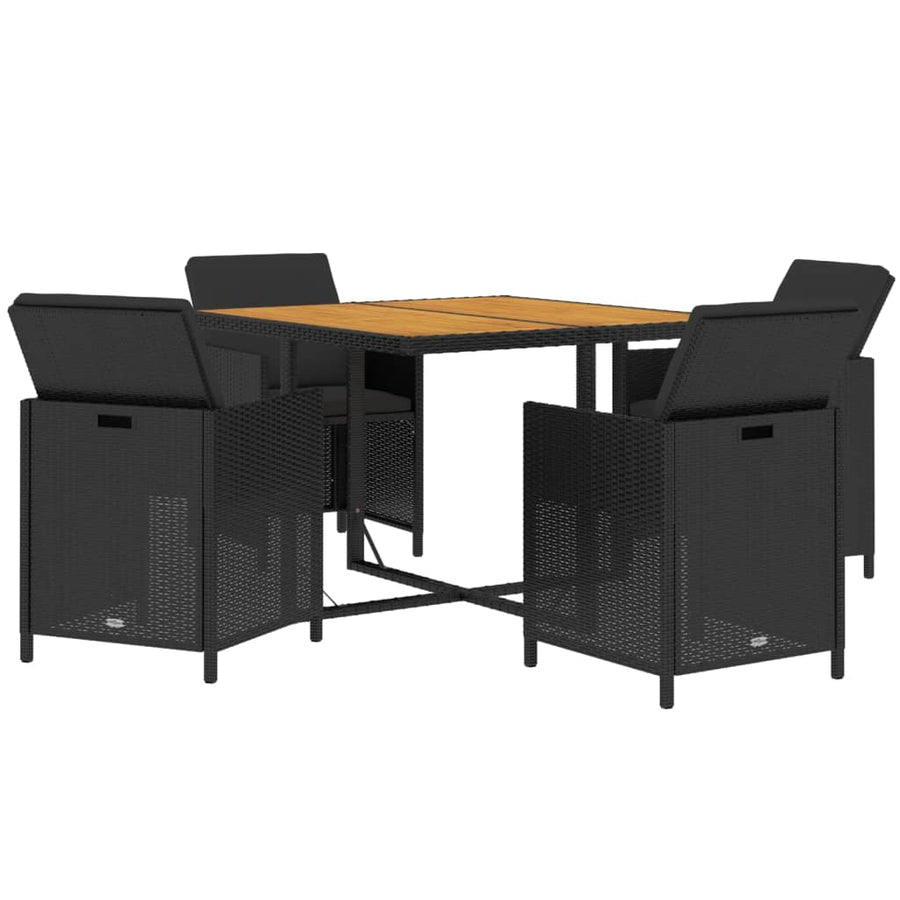 5-Delige Tuinset Met Kussens Poly Rattan Bruin En Zwart 109 cm tafellengte 4x Fauteuil + Tafel