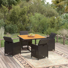 5-Delige Tuinset Met Kussens Poly Rattan Bruin En Zwart 109 cm tafellengte 4x Fauteuil + Tafel