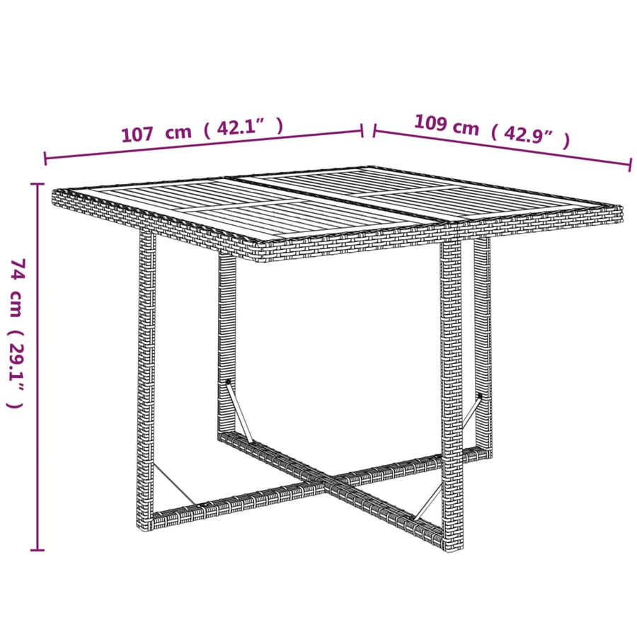 9-Delige Tuinset Met Kussens Poly Rattan Zwart En Bruin 109 cm tafellengte 8x Fauteuil + Tafel