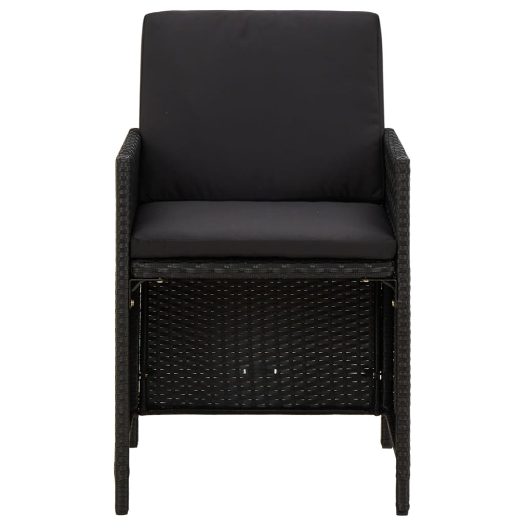 9-Delige Tuinset Met Kussens Poly Rattan Bruin En Zwart 109 cm tafellengte 8x Fauteuil + Tafel