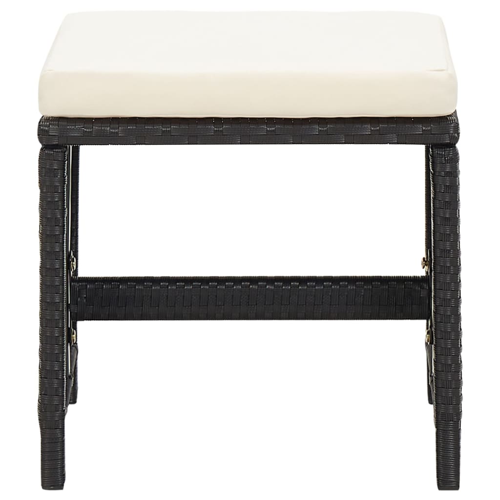9-Delige Tuinset Met Kussens Poly Rattan Zwart En Bruin 109 cm tafellengte 4x Fauteuil + 4x voetensteun + Tafel