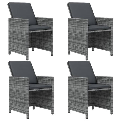 5-Delige Tuinset Met Kussens Poly Rattan Grijs Grijs en bruin 109 cm tafellengte 4x Fauteuil + Tafel