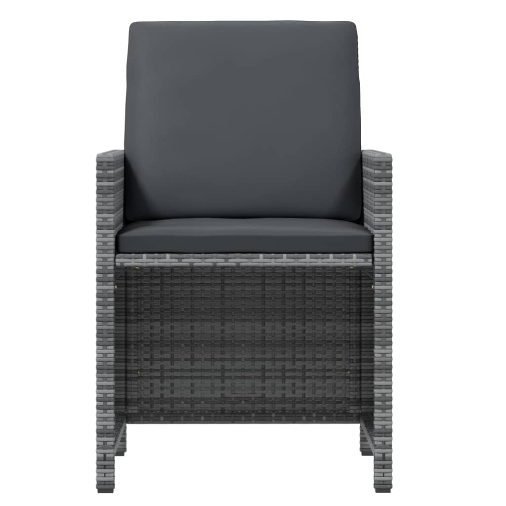 5-Delige Tuinset Met Kussens Poly Rattan Grijs Grijs en bruin 109 cm tafellengte 4x Fauteuil + Tafel