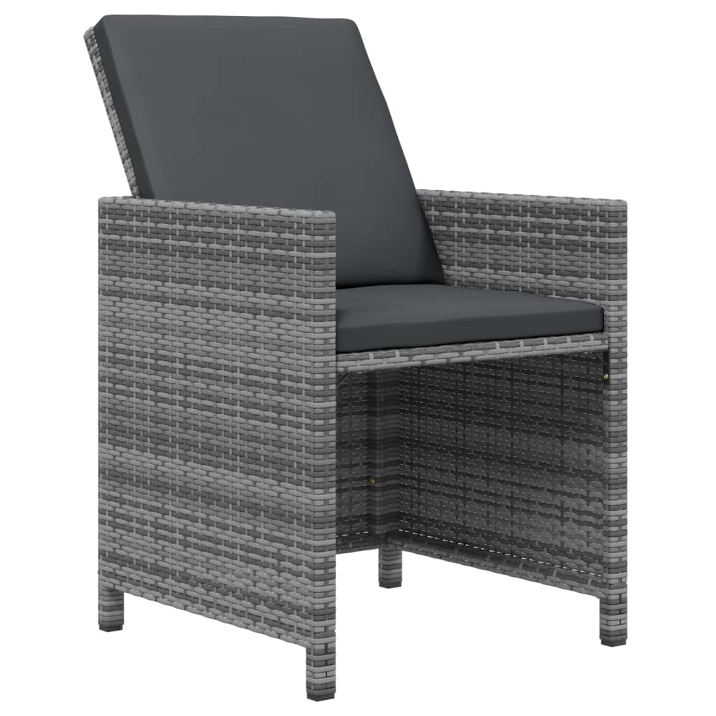 9-Delige Tuinset Met Kussens Poly Rattan Grijs Grijs en bruin 109 cm tafellengte 8x Fauteuil + Tafel