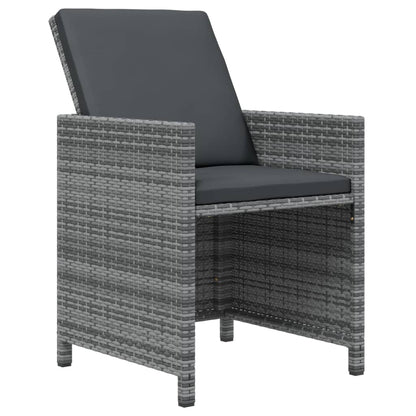 9-Delige Tuinset Met Kussens Poly Rattan Grijs Grijs en bruin 109 cm tafellengte 8x Fauteuil + Tafel