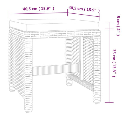 9-Delige Tuinset Met Kussens Poly Rattan Grijs Grijs en bruin 109 cm tafellengte 4x Fauteuil + 4x voetensteun + Tafel