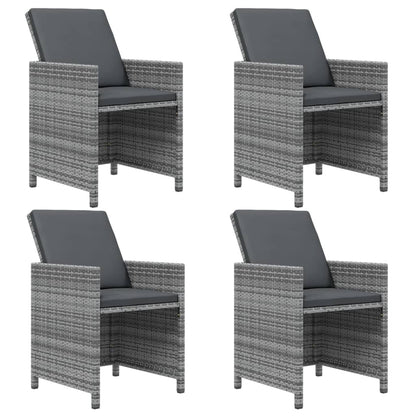9-Delige Tuinset Met Kussens Poly Rattan Grijs Grijs en bruin 109 cm tafellengte 4x Fauteuil + 4x voetensteun + Tafel