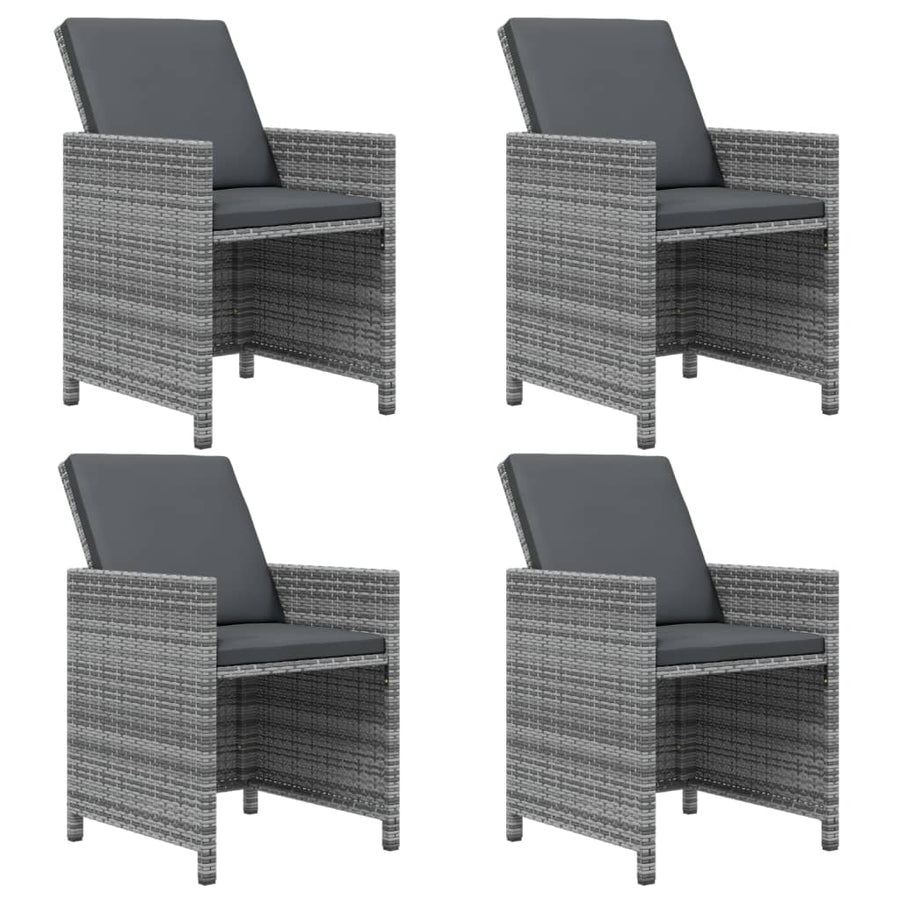 9-Delige Tuinset Met Kussens Poly Rattan Grijs Grijs en bruin 109 cm tafellengte 4x Fauteuil + 4x voetensteun + Tafel