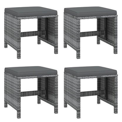 9-Delige Tuinset Met Kussens Poly Rattan Grijs Grijs en bruin 109 cm tafellengte 4x Fauteuil + 4x voetensteun + Tafel