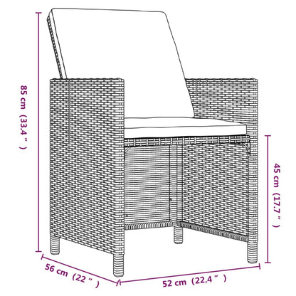 5-Delige Tuinset Met Kussens Poly Rattan Beige En Bruin 109 cm tafellengte 4x Fauteuil + Tafel