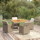 5-Delige Tuinset Met Kussens Poly Rattan Beige En Bruin 109 cm tafellengte 4x Fauteuil + Tafel