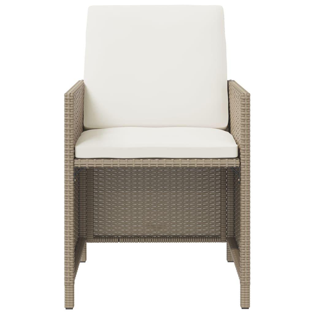 9-Delige Tuinset Met Kussens Poly Rattan Beige En Bruin 109 cm tafellengte 8x Fauteuil + Tafel
