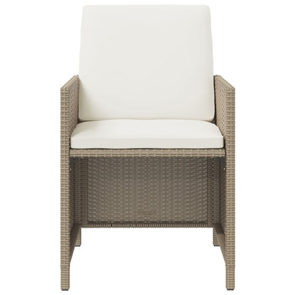 9-Delige Tuinset Met Kussens Poly Rattan Beige En Bruin 109 cm tafellengte 8x Fauteuil + Tafel