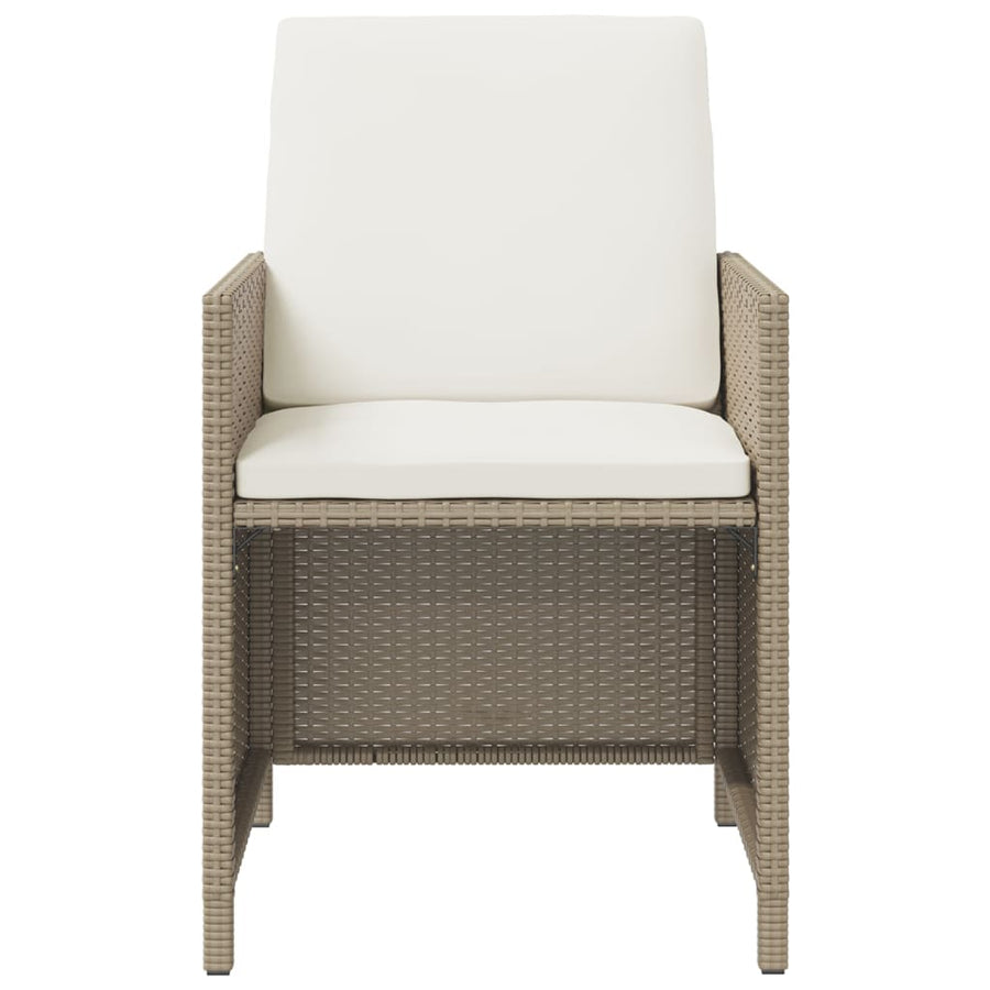 9-Delige Tuinset Met Kussens Poly Rattan Beige En Bruin 109 cm tafellengte 8x Fauteuil + Tafel