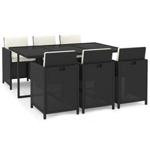 7-Delige Tuinset Met Kussens Poly Rattan Zwart En Wit 163 cm tafellengte 6x Fauteuil + Tafel