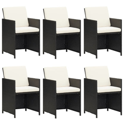 7-Delige Tuinset Met Kussens Poly Rattan Zwart En Wit 163 cm tafellengte 6x Fauteuil + Tafel