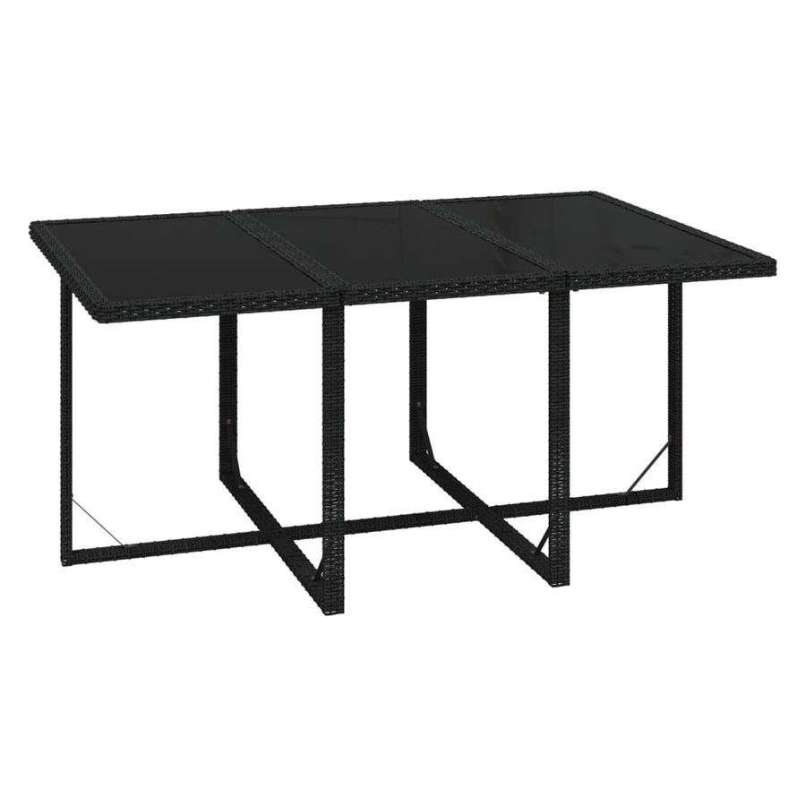 7-Delige Tuinset Met Kussens Poly Rattan Zwart En Wit 163 cm tafellengte 6x Fauteuil + Tafel