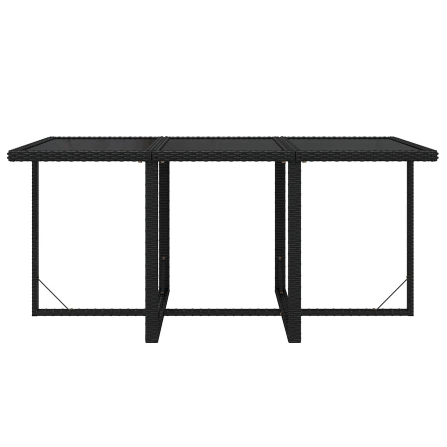7-Delige Tuinset Met Kussens Poly Rattan Zwart En Wit 163 cm tafellengte 6x Fauteuil + Tafel