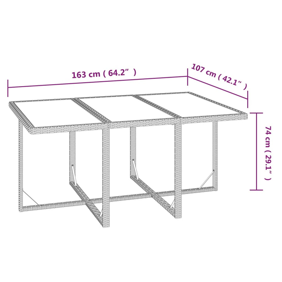 7-Delige Tuinset Met Kussens Poly Rattan Zwart En Wit 163 cm tafellengte 6x Fauteuil + Tafel