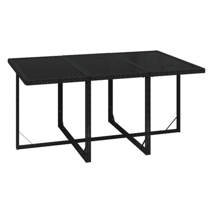 7-Delige Tuinset Met Kussens Poly Rattan Zwart 163 cm tafellengte