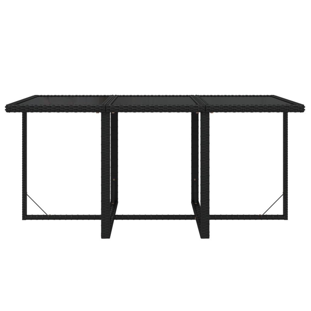 7-Delige Tuinset Met Kussens Poly Rattan Zwart 163 cm tafellengte