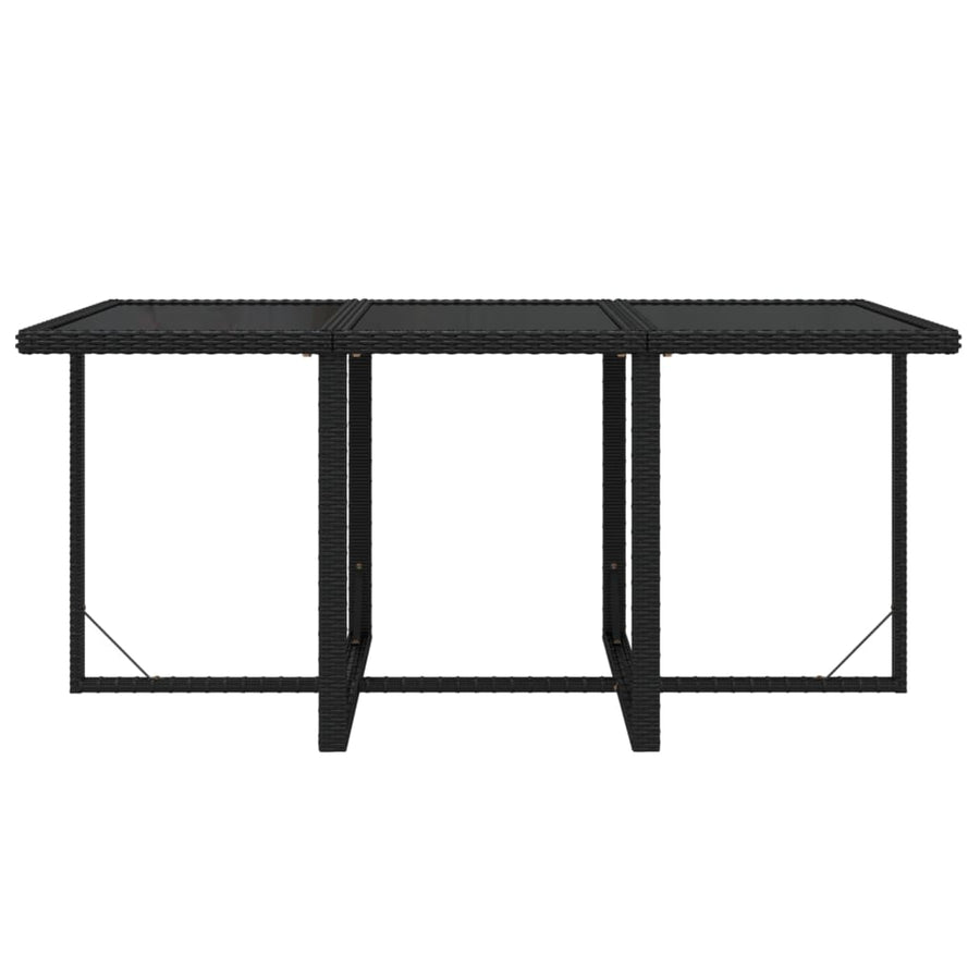 7-Delige Tuinset Met Kussens Poly Rattan Zwart 163 cm tafellengte