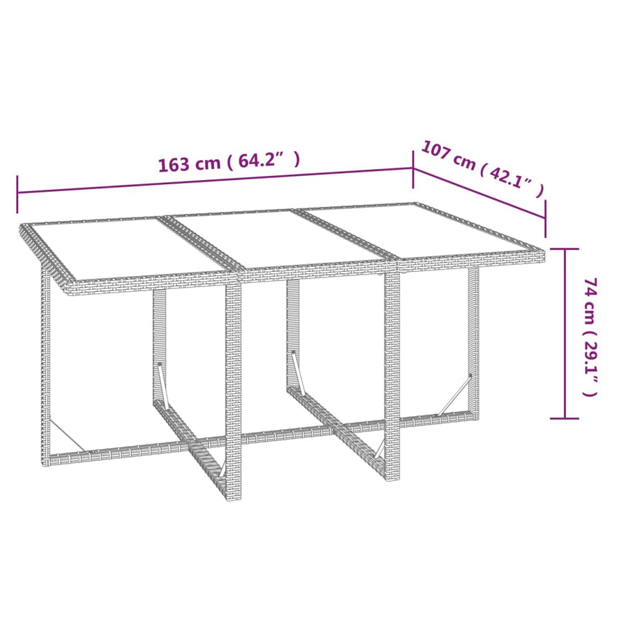 7-Delige Tuinset Met Kussens Poly Rattan Zwart 163 cm tafellengte
