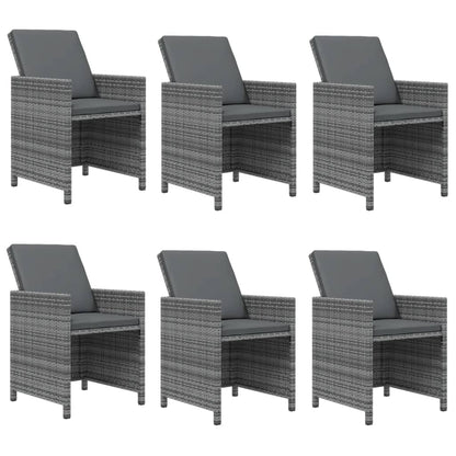 7-Delige Tuinset Met Kussens Poly Rattan Grijs 163 cm tafellengte 6x Fauteuil + Tafel