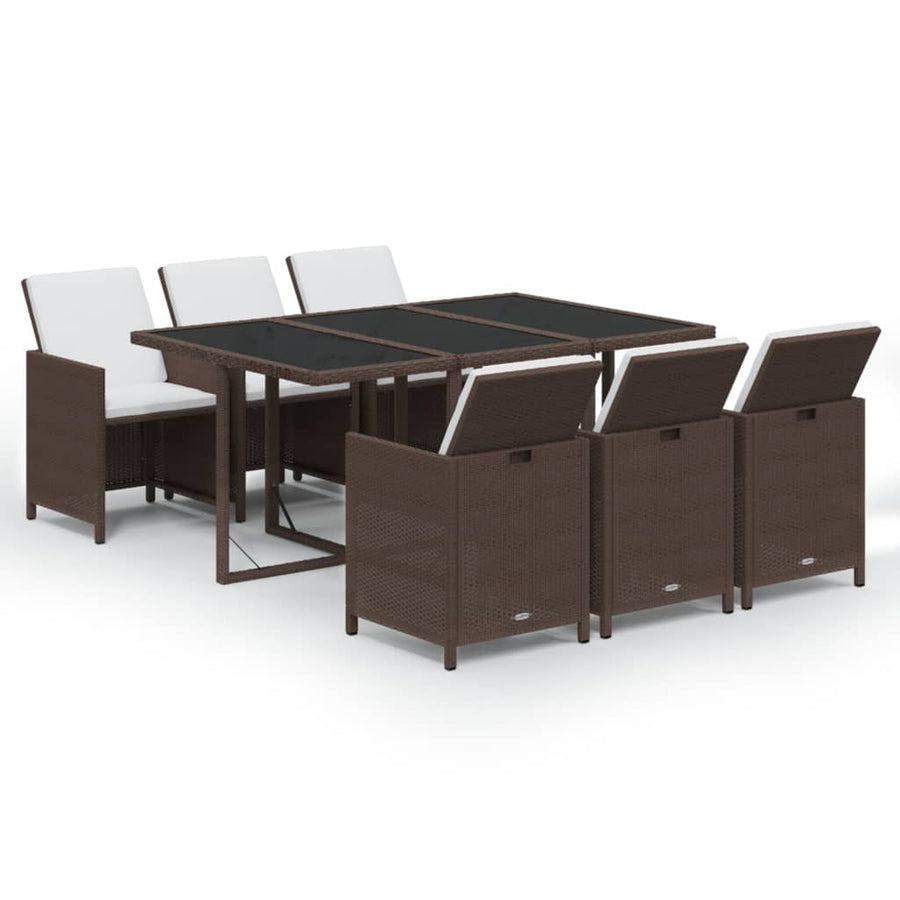 7-Delige Tuinset Met Kussens Poly Rattan Bruin 1