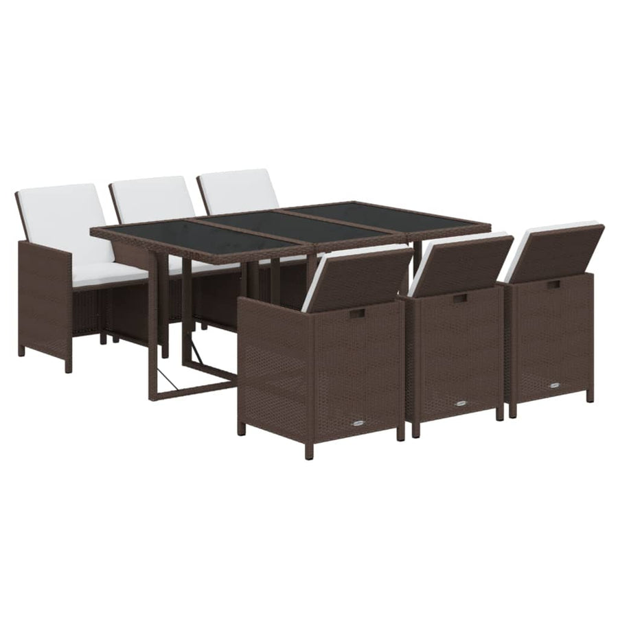 7-Delige Tuinset Met Kussens Poly Rattan Bruin 1