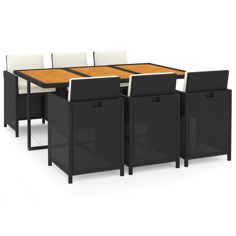 7-Delige Tuinset Met Kussens Poly Rattan Zwart En Bruin 1
