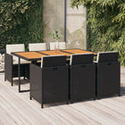 7-Delige Tuinset Met Kussens Poly Rattan Zwart En Bruin 163 cm tafellengte 6x Fauteuil + Tafel