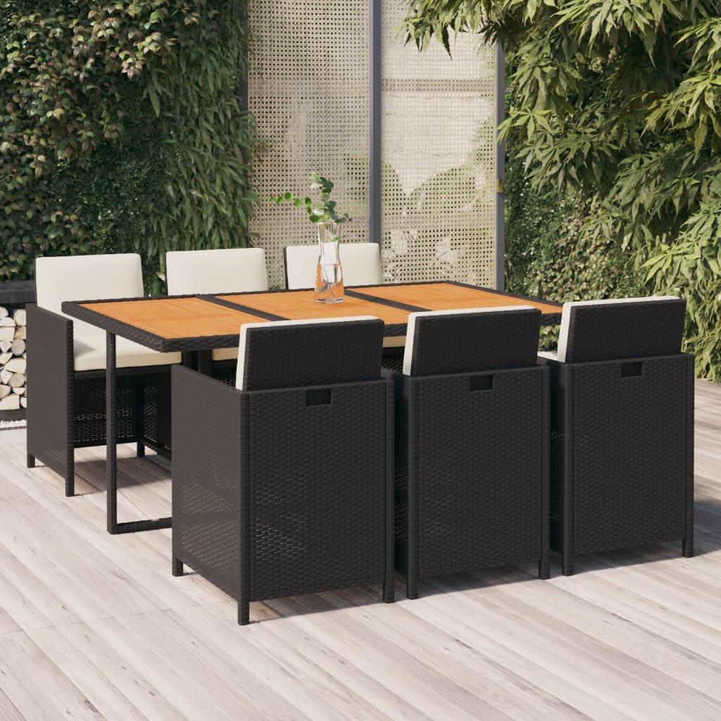 7-Delige Tuinset Met Kussens Poly Rattan Zwart En Bruin 1
