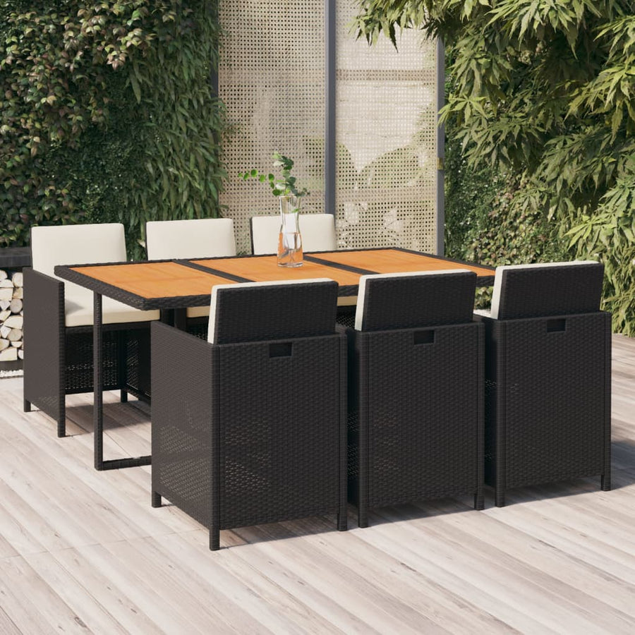 7-Delige Tuinset Met Kussens Poly Rattan Zwart En Bruin 1