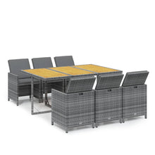 7-Delige Tuinset Met Kussens Poly Rattan Grijs Grijs en bruin 163 cm tafellengte 6x Fauteuil + Tafel