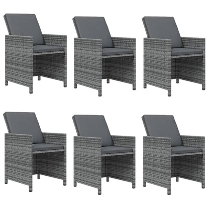 7-Delige Tuinset Met Kussens Poly Rattan Grijs Grijs en bruin 163 cm tafellengte 6x Fauteuil + Tafel