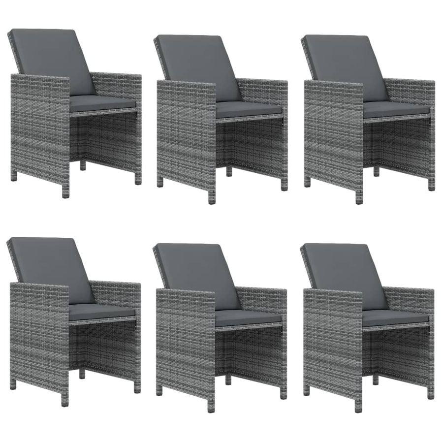 7-Delige Tuinset Met Kussens Poly Rattan Grijs Grijs en bruin 163 cm tafellengte 6x Fauteuil + Tafel