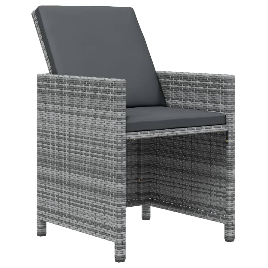 7-Delige Tuinset Met Kussens Poly Rattan Grijs Grijs en bruin 163 cm tafellengte 6x Fauteuil + Tafel
