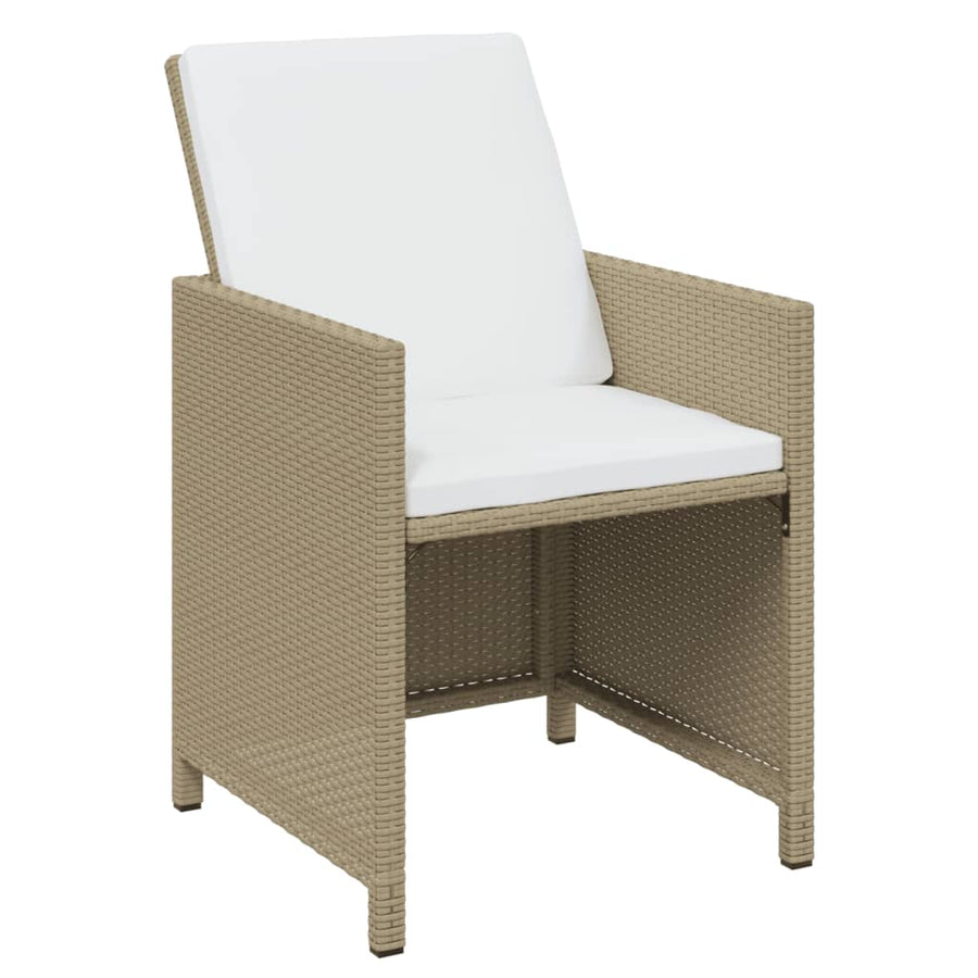 -Delige Tuinset Met Kussens Poly Rattan Beige En Bruin 163 cm tafellengte 10x Fauteuil + Tafel