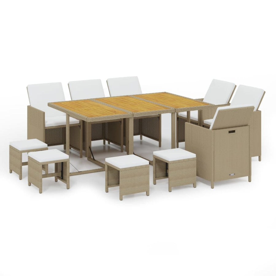 1 Tuinset Met Kussens Poly Rattan Beige En Bruin 1