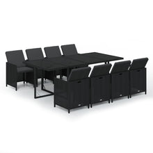 9-Delige Tuinset Met Kussens Poly Rattan Zwart 219 cm table length