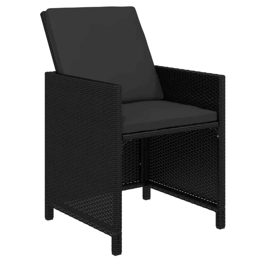 9-Delige Tuinset Met Kussens Poly Rattan Zwart 219 cm table length