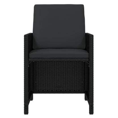 9-Delige Tuinset Met Kussens Poly Rattan Zwart 219 cm table length