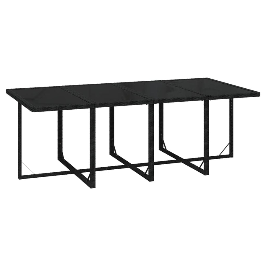 9-Delige Tuinset Met Kussens Poly Rattan Zwart 219 cm table length