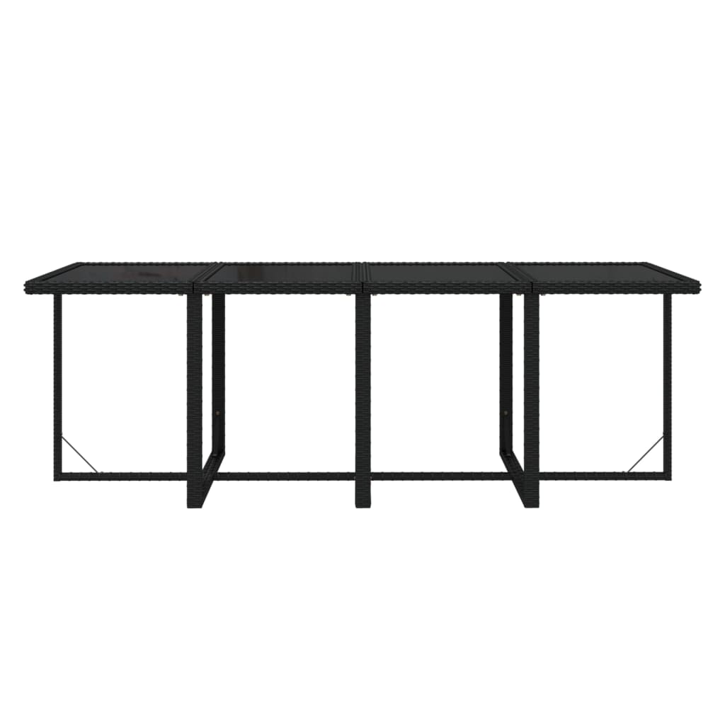 9-Delige Tuinset Met Kussens Poly Rattan Zwart 219 cm table length